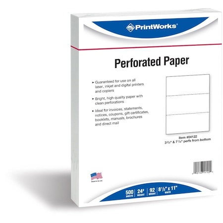 Printworks Paper, 2 Perfs, 24Lb, Wh Pk PRB04122